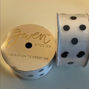 White Ribbon with Black Polka Dots